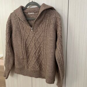 SMF Half Zip Cable Knit Sweater